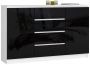 Kummut K160, 2 ust ja 4 sahtlit, valge/must, 160 × 99 × 40 cm