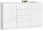 Kummut K160, 2 ust ja 4 sahtlit, valge, 160 × 99 × 40 cm