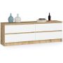 Kummut K160, 4 sahtlit, tamme/valge, 160 × 55 × 40 cm