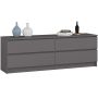 Kummut K160 4SZ, 4 sahtlit, hall, 160 × 55 × 40 cm