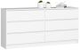 Kummut K160, 6 sahtlit, Valge, 160 × 77 × 40 cm