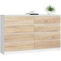 Kummut K160 8SZ, 8 sahtlit, valge/pruun, 160 × 99 × 40 cm