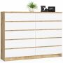 Kummut K160 CLP, 10 sahtliga, tamme/valge, 160 × 121 × 40 cm