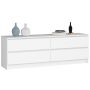Kummut K160 CLP, 4 sahtliga, Valge, 160 × 55 × 40 cm