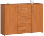 Kummut K45, 4 sahtlit, 2 ust, pruun, 110 × 80 × 35 cm