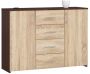Kummut K45, 4 sahtlit, pruun/mitmevärviline, 110 × 80 × 35 cm