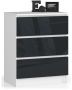 Chest of drawers NORE K60 with 3 drawers, white/dark grey