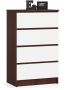 Chest of drawers NORE K60 with 4 drawers, dark brown/white