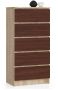 Kummut K60, 5 sahtlit, pruun/kirju, 60 × 121 × 40 cm