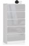 Kummut K60, 5 sahtlit, valge/halli, 60 × 121 × 40 cm