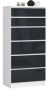 Kummut K60, 6 sahtlit, valge/hall, 60 × 130 × 40 cm