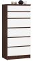 Chest of drawers NORE K60 with 6 drawers, dark brown/white
