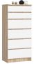 Kummut K60 CLP, 6 sahtlit, valge/pruun, 60 × 130 × 40 cm