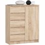 Kummut K80 1D 5SZ, 1 uks, 5 sahtlit, Pruun, 80 × 97 × 35 cm