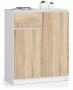 Kummut K80, 2 ust ja 1 sahtel, valge/pruun, 80 × 99 × 40 cm