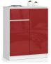 Kummut K80 CLP, 2 ust ja 1 sahtel, valge/punane, 80 × 99 × 40 cm