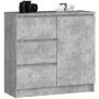 Kummut K80 JERRY, 1 uks, 3 sahtlit, Hall, 80 × 77 × 35 cm