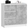Kummut K80 JERRY, 1 uks, 3 sahtlit, valge/halli, 80 × 77 × 35 cm