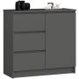Kummut K80 JERRY, 1 uks ja 3 sahtlit, Hall, 80 × 77 × 35 cm