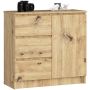 Kummut K80 JERRY, 1 ukse ja 3 sahtliga, pruun, 80 × 77 × 35 cm