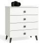 Kummut MOBI K-04, 4 sahtlit, valge/must, 60 × 73 × 37 cm