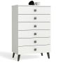 Kummut MOBI K06, 6 sahtlit, valge/must, 60 × 104 × 37 cm