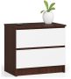 Chest of drawers NORE K60 with 2 drawers, dark brown/white
