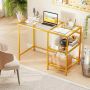 Computer desk, 2 shelves, Gold, 106 × 77.5 × 51 cm
