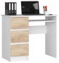 Arvutilaud A-6 CLP, vasakpoolne, 3 sahtlit, valge/pruun, 90 × 77 × 50 cm