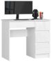 Arvutilaud AKORD Furniture Factory A-7, parempoolne, 4 sahtlit, valge, 90 × 77 × 50 cm