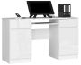 Arvutilaud AKORD Furniture Factory A5, 2 sahtlit ja 2 ust, valge, 135 × 77 × 50 cm