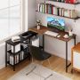 Computer desk, left or right, L-shaped, 2 shelves, Brown, 135 × 120 × 74.5 cm