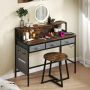 Computer desk, with stool, brown, 110 × 95.5 × 50 cm