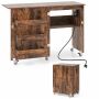 Computer desk, foldable, 3 storage compartments, Brown, 116 × 78 × 41 cm