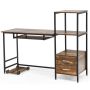 Computer desk, with keyboard tray, 3 shelves and 2 drawers, 141 × 50.8 × 111.8 cm