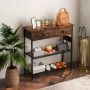 Console table, 2 drawers, Brown, 81 × 81 × 30 cm