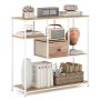 Console table with metal frame and non-woven fabric drawer, natural