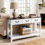 Konsoollaud VEVOR XGZ0701W, 3 sahtlit ja alumine riiul, Pruun ja valge, 120 × 80 × 30 cm