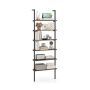 Ladder shelf, 6 levels, wall-mounted, metal frame, brown