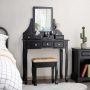 Cosmetic dresser with 5 drawers and removable box, black