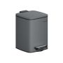 SONGMICS Cosmetic Trash Can, 6 l, with Pedal, Gray, 23.9 × 25.5 × 19.3 cm
