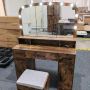 Vanity table, 3 drawers, LED lighting, stool, Brown, 108 × 149 × 40 cm
