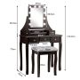 Vacuum table, 5 drawers and stool, Brown, 80 × 135.5 × 40 cm
