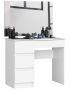 Туалетный столик AKORD T-6/SL, 4 ящика, белый, 90 × 142 × 50 см