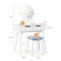 Vanity table, with LED lighting and stool, White, 80 × 40 × 132 cm