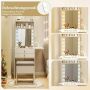 Vanity table, with mirror and stool with storage, White, 72 × 151 × 39 cm