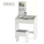 Vacuum table, with mirror, LED lighting and stool, White, 80 × 39 × 142 cm