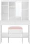 VASAGLE dressing table RDT723W01, 2 drawers, White and pink, 40 × 144.7 × 90 cm