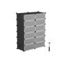 Plastic shoe rack, 12 compartments, black