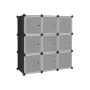 Plastic modular wardrobe, 9 compartments, black